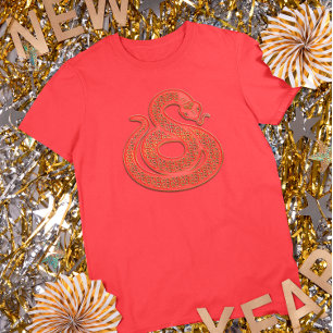 Red Gold Lunar New Year Snake Chinese Zodiac T-Shirt