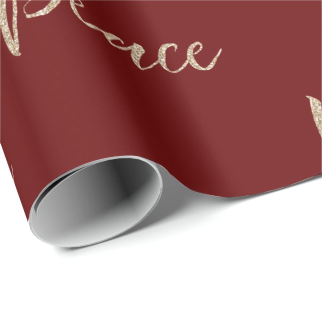 Red Gold Luxe Glitter Peace     Wrapping Paper (Roll Corner)