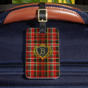Red Gold Luxury Monogram Tartan Luggage Tag