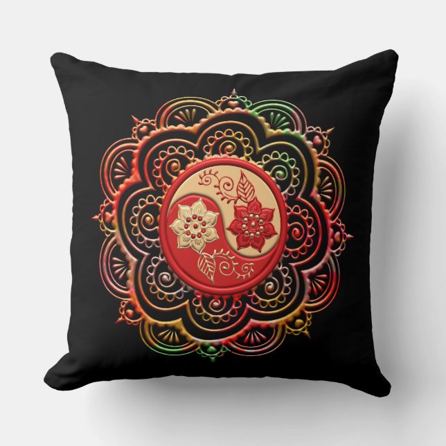 Red & Gold Mandala Cushion (Front)