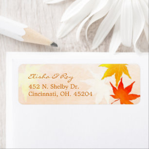 Red Gold Maple Leaf Wedding Return Address