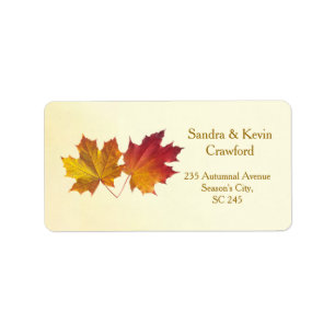 Red & gold maple leaves Address label