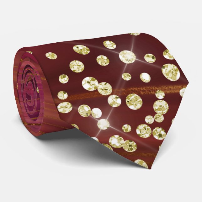 Red & Gold Marble Glitter Necktie (Rolled)