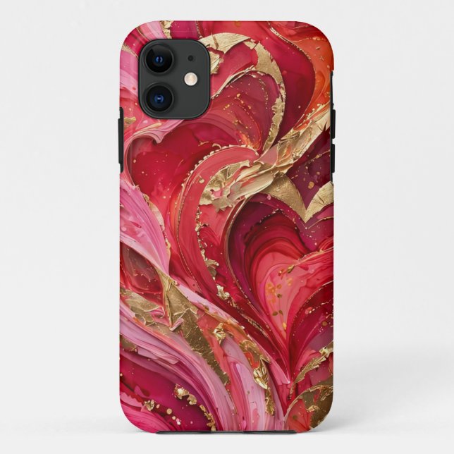 Red & Gold Marble iPhone 11 Case (Back)