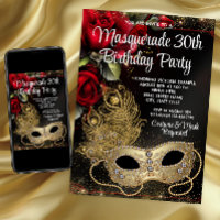 Red Gold Masquerade Party