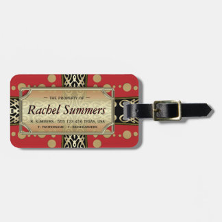 Red Gold Mediaeval Eastern Fusion Personalised Luggage Tag