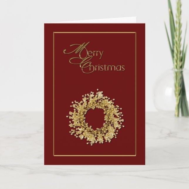 Red Gold Merry Christmas Card (Front)