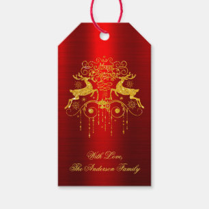 Red Gold Merry Christmas Gift Tags