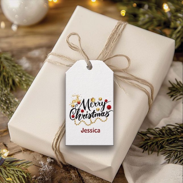 Red Gold Merry Christmas    Gift Tags (Creator Uploaded)