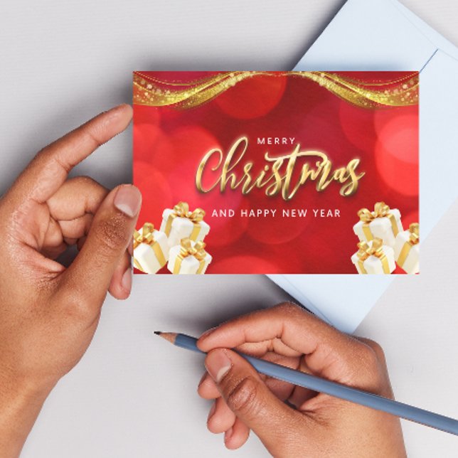 Red Gold Merry Christmas & New Year Greeting Card (Creator Uploaded)