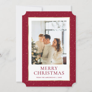 Red Gold Merry Christmas Photo Holiday Card