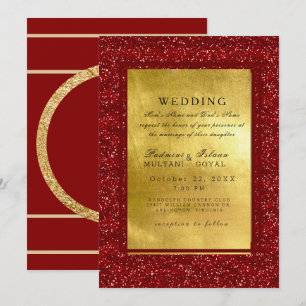 Red & Gold Metal Indian Style Wedding Invitation