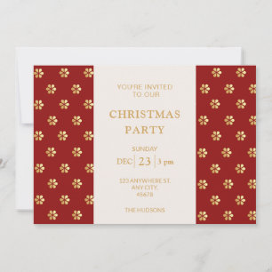 Red & Gold   Modern Daisy Christmas Party Holiday Card