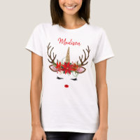 Red & Gold Monogram Christmas Unicorn Reindeer