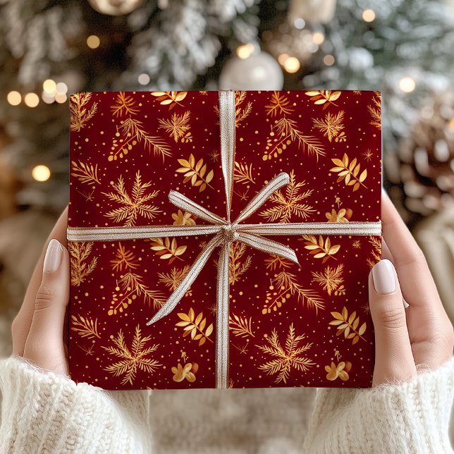 Red Gold Moody Festive Christmas Gift Wrapping Paper (Red Gold Moody Festive Christmas Gift Wrapping Paper)
