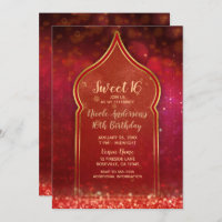 Red & Gold Moroccan Arabian Nights Sweet 16 Party