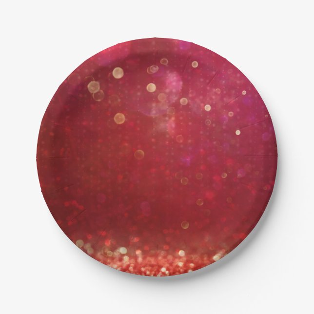 Red & Gold Moroccan Arabian Nights Wedding Paper Plate (Front)