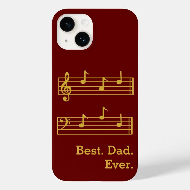 RED GOLD MUSIC NOTES BEST DAD EVER TREBLE BASS Case-Mate iPhone CASE (Back)