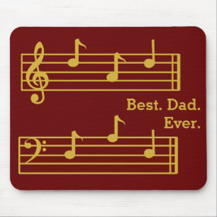 RED GOLD MUSIC NOTES BEST DAD EVER TREBLE BASS MOUSE MAT