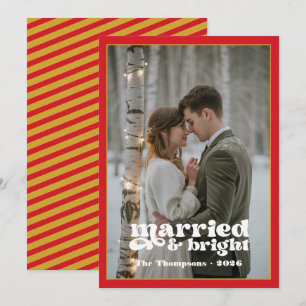 Red & Gold Newlyweds Christmas Holiday Card