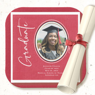 Red Gold Nurse Graduate Script Minimal Photo Napkin