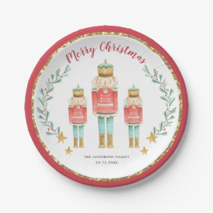 Red Gold Nutcracker Christmas Holiday Party Favour Paper Plate
