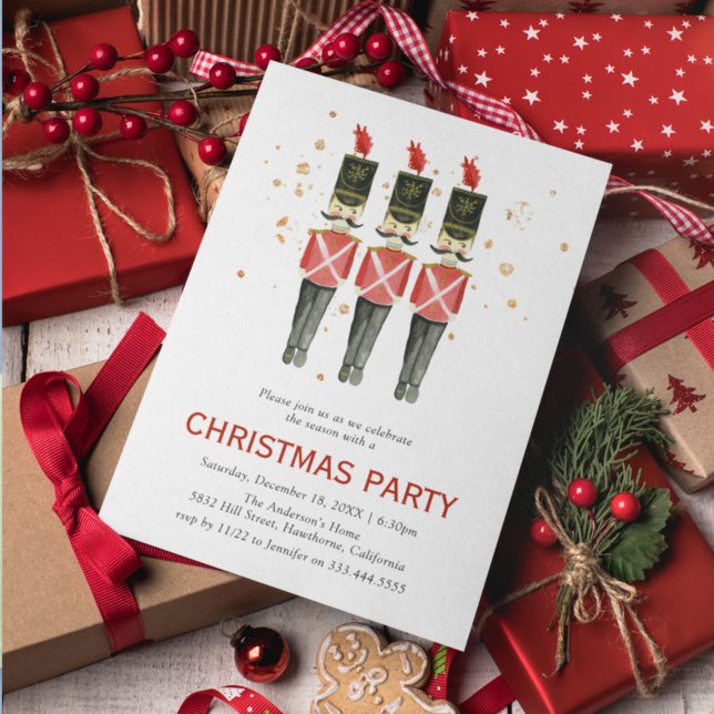 Red & Gold Nutcracker Christmas | Holiday Party Invitation (Creator Uploaded)