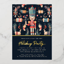 Red & Gold Nutcracker Christmas Party Invitation