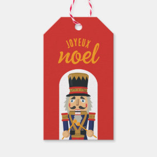 Red Gold Nutcracker Joyeux Noel Christmas Gift Tag