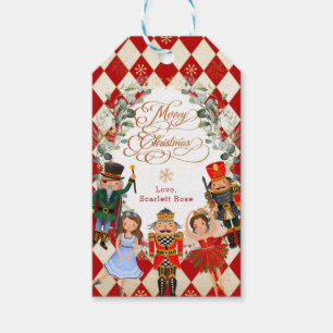 Red Gold Nutcracker Merry Christmas Holiday Party Gift Tags