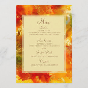 Red, gold, orange, green marble ink print menu
