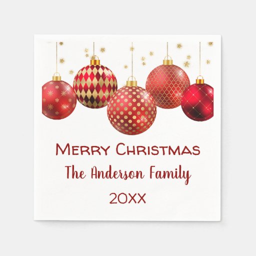 Red & Gold Ornament Christmas Holiday Party Paper Napkin - 32.85 Red & Gold Ornament Christmas Holiday Party Paper Napkin