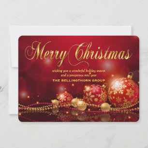 Red Gold Ornament Corporate Christmas Card