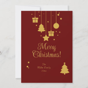 Red Gold Ornament Modern Christmas Holiday Card