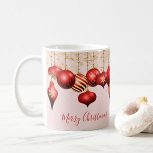Red Gold Ornaments Merry Christmas Coffee Mug