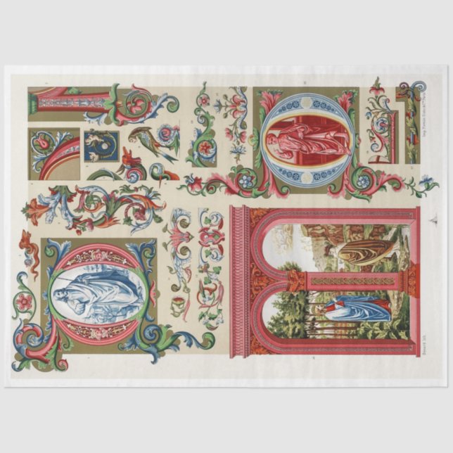 Red & Gold ornate decoupage paper (Front)