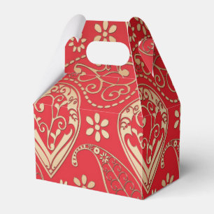 Red Gold Paisley Bandanna Pattern Favour Box