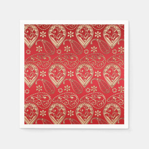 Red Gold Paisley Bandanna Pattern Napkin