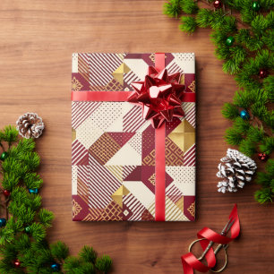Red & Gold Patchwork Christmas Wrapping Paper