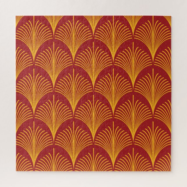 Red Gold Peacock: Art Deco. Jigsaw Puzzle (Vertical)