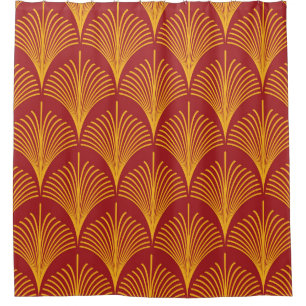 Red Gold Peacock: Art Deco. Shower Curtain