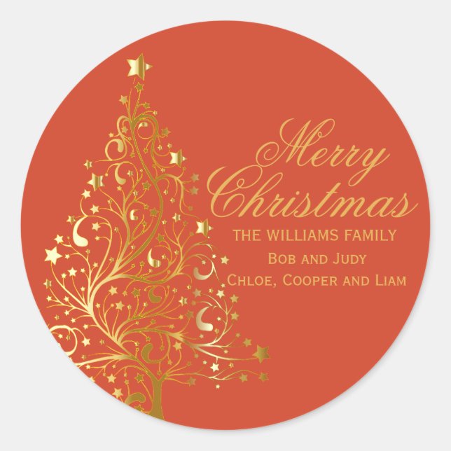 Red & Gold Personalised Christmas Address Labels (Front)