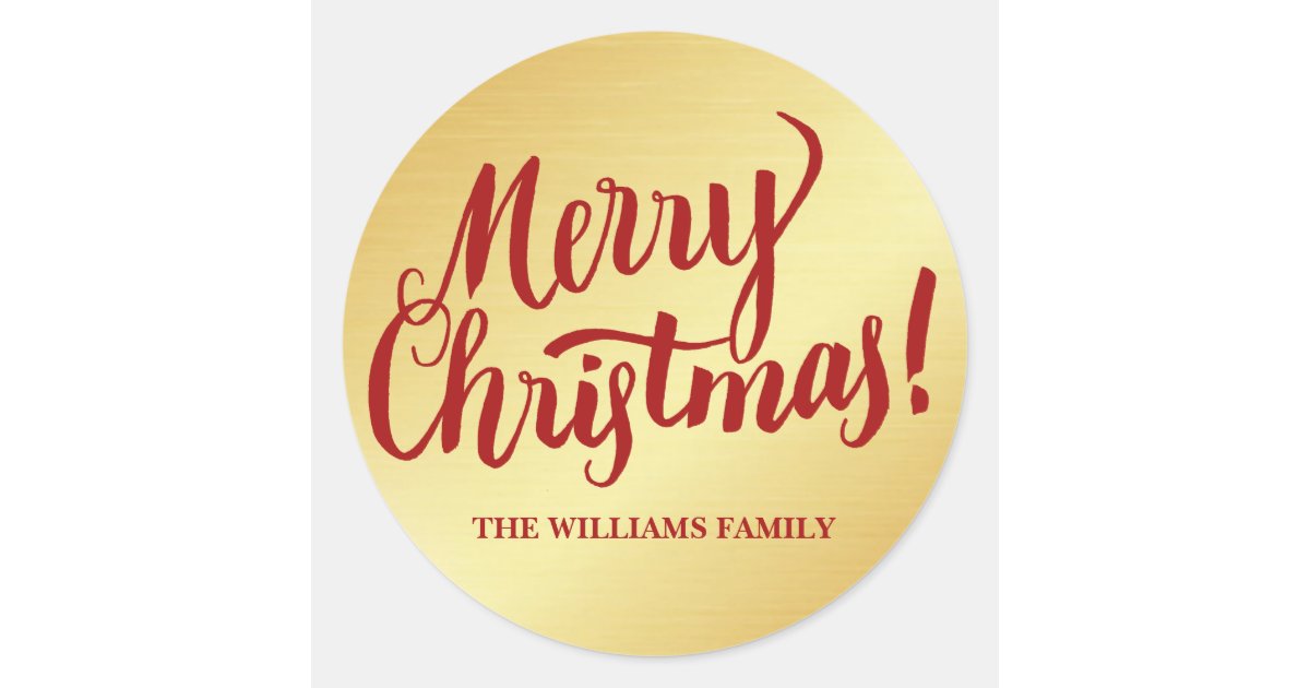 Red &amp; Gold Personalised Christmas Envelope Seals | Zazzle