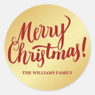 Red & Gold Personalised  Christmas Envelope Seals