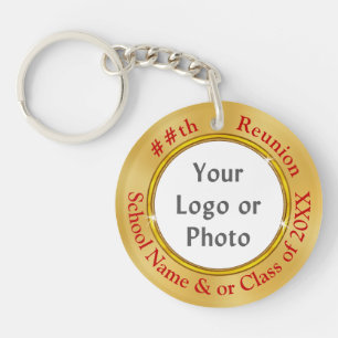 Red Gold Photo Personalize Class Reunion Souvenirs Key Ring