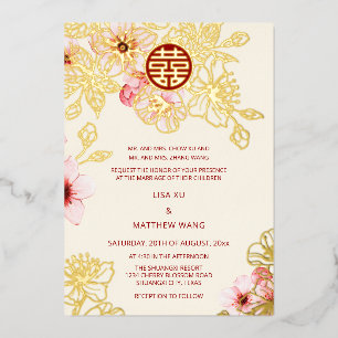 Red Gold Pink Cherry Blossom Chinese Wedding