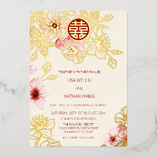 Red Gold Pink Cherry Blossom Chinese Wedding