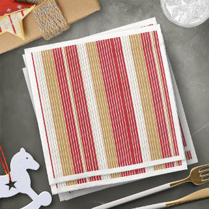 Red Gold Pinstripe Christmas Pattern#28 ID1009 Napkin