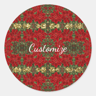 Red & Gold Poinsettia Pattern Stickers