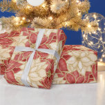 RED & GOLD POINTSETTIA CHRISTMAS BLOOMS WRAPPING PAPER<br><div class="desc">RED & GOLD POINTSETTIA CHRISTMAS BLOOMS</div>